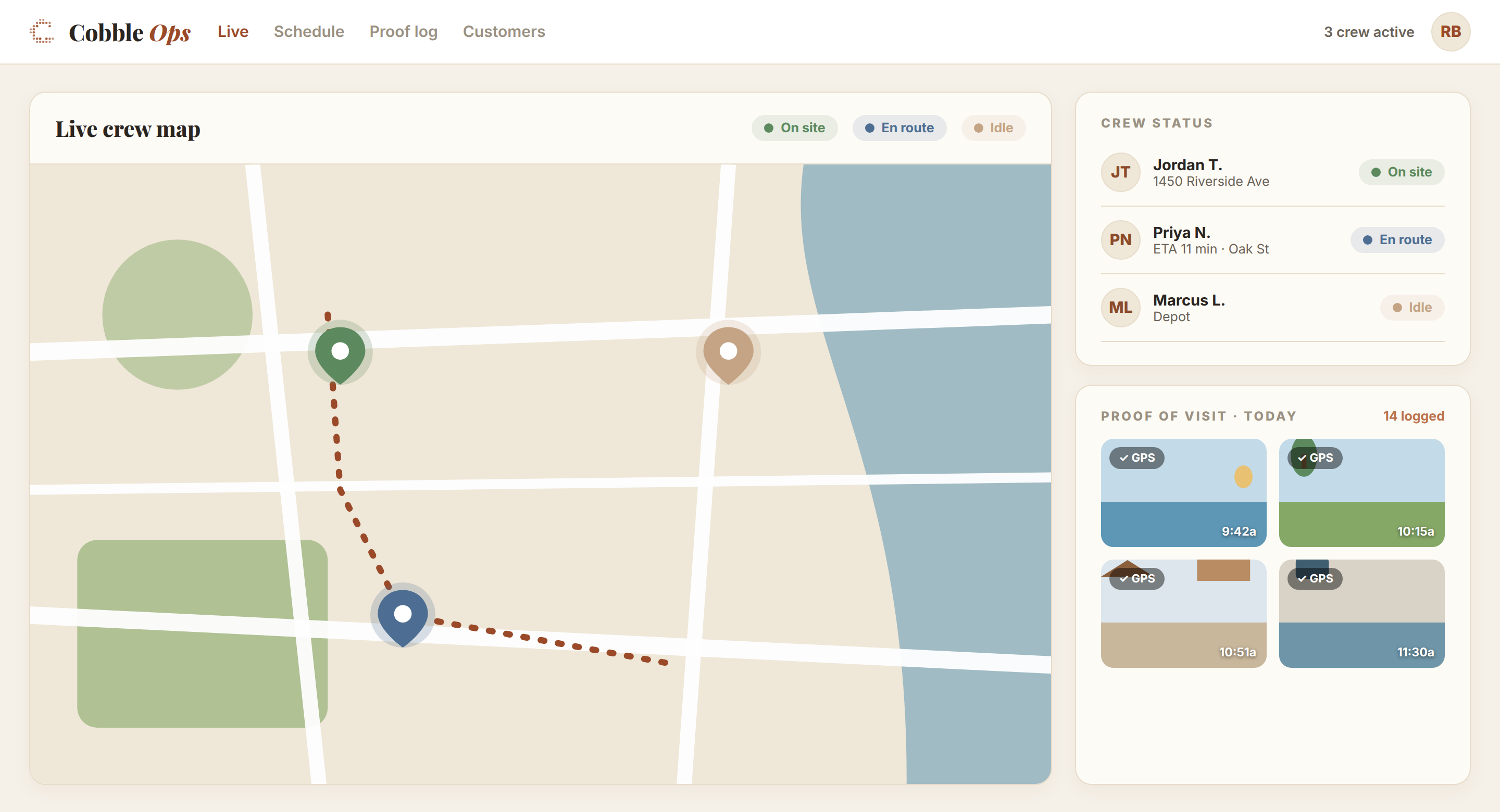 Glisten Pools dashboard