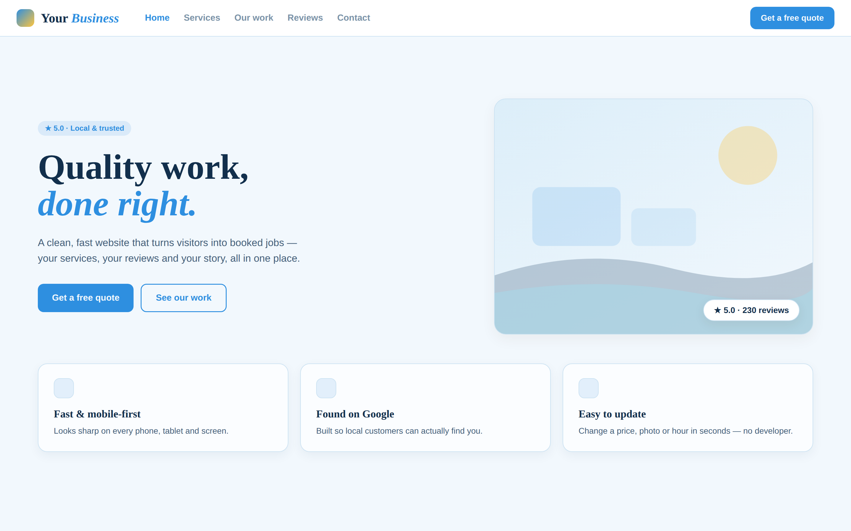 Website template — a clean, mobile-first local-business site starting layout