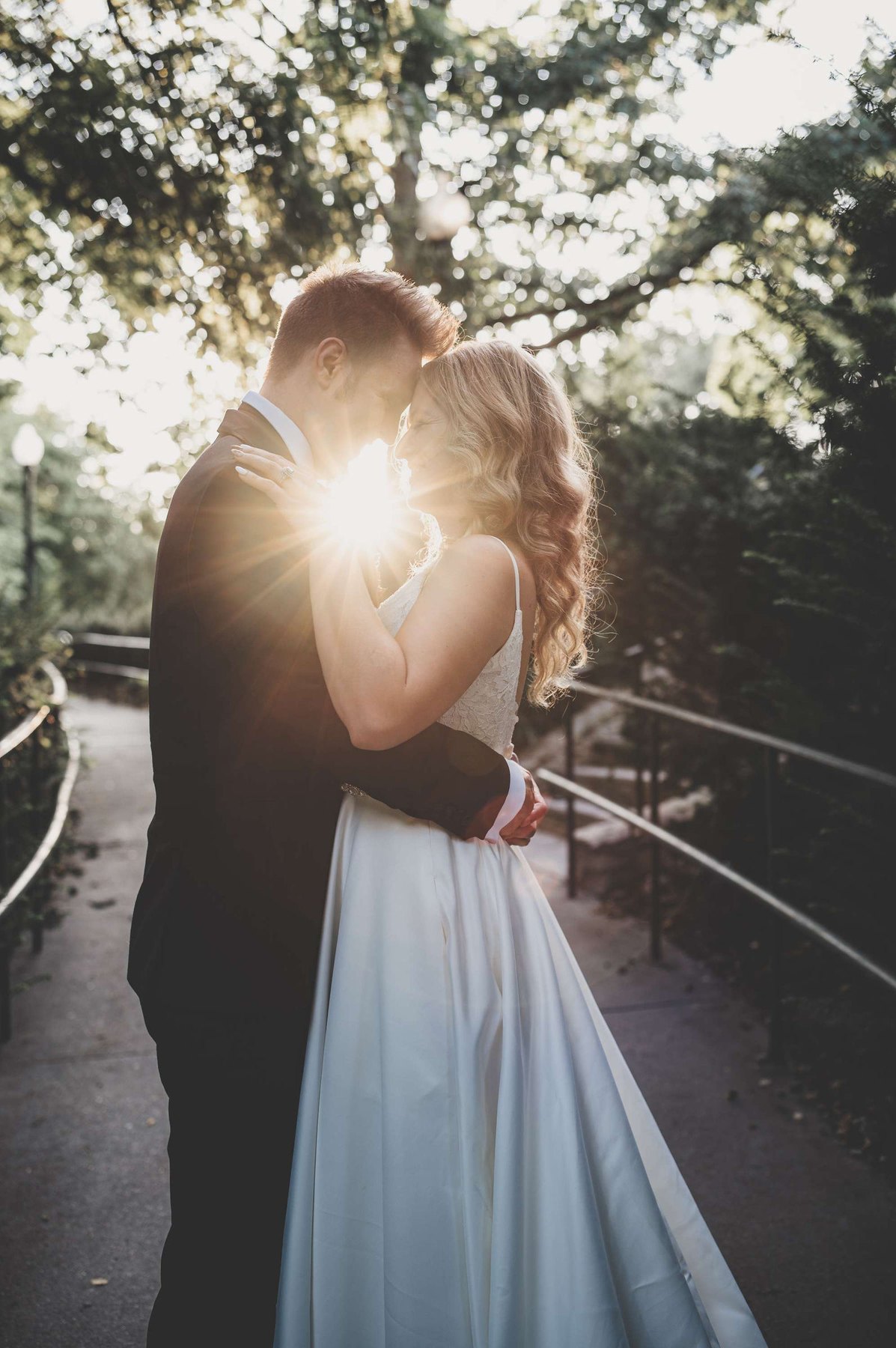 Golden hour wedding portrait