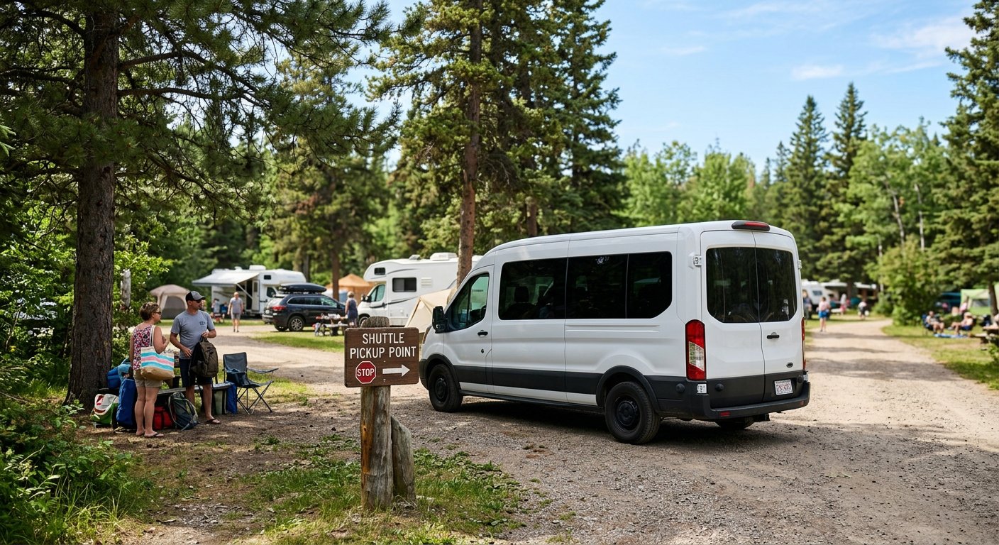 A summer shuttle van ready for a day out on the coast