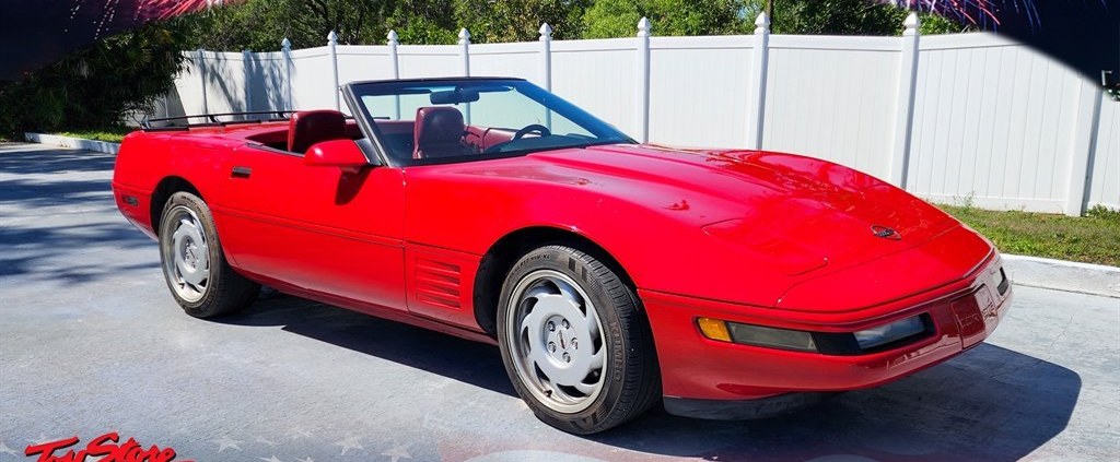 1992 Corvette C4 in Torch Red on the Sundial showroom floor