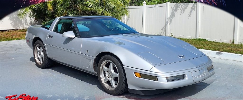 1996 Corvette C4 in Sebring Silver on the Sundial showroom floor
