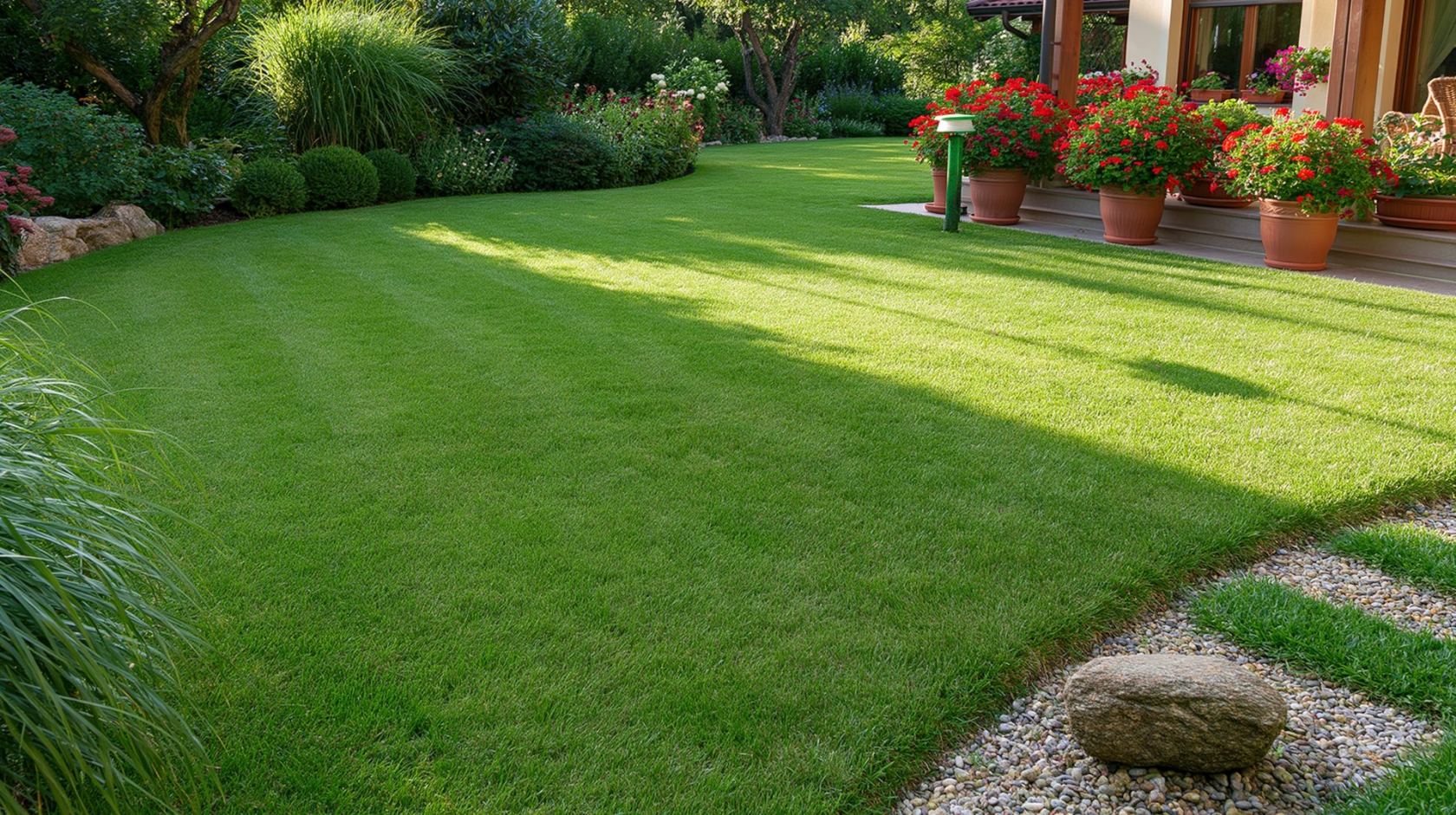 A freshly manicured lawn